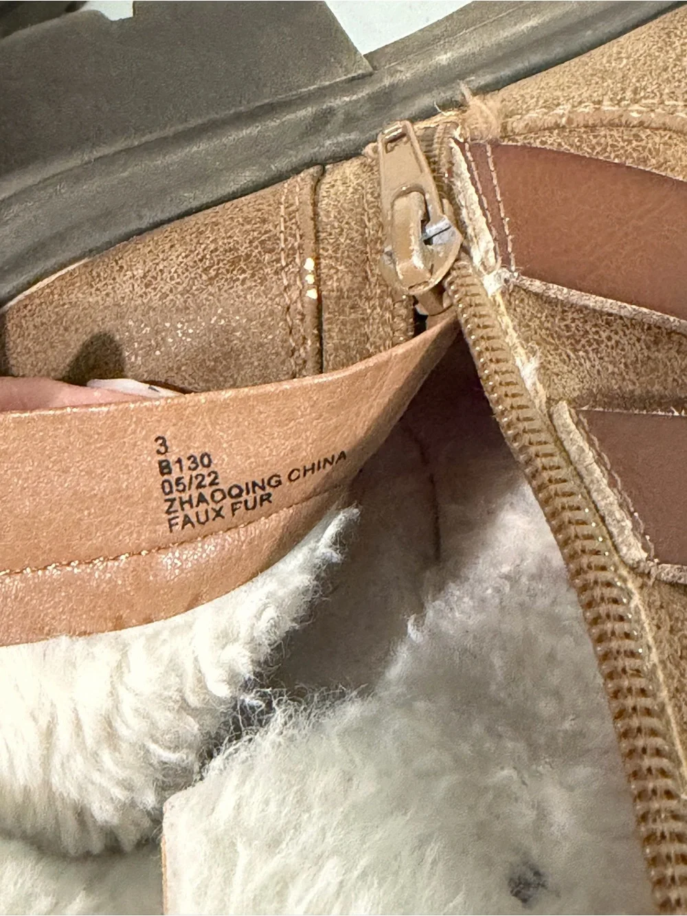 Girls Brown Faux-Suede Buckle Ankle Boots with Shearling Lining Size 3